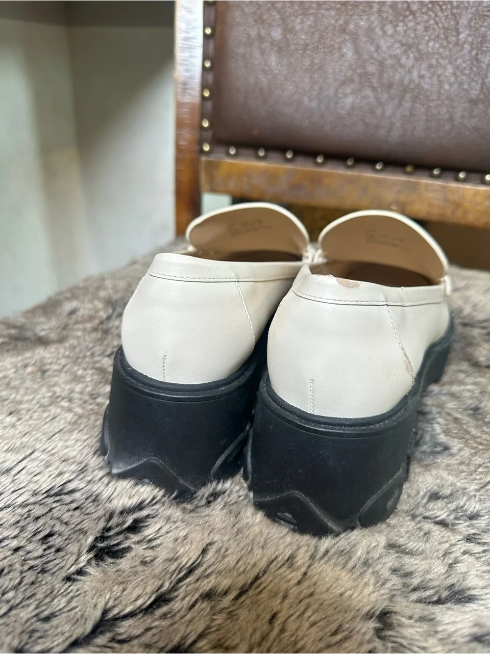 NWOB COACH Ruthie Platform Loafers CM587 Chalk Cream Leather, Size 7.5